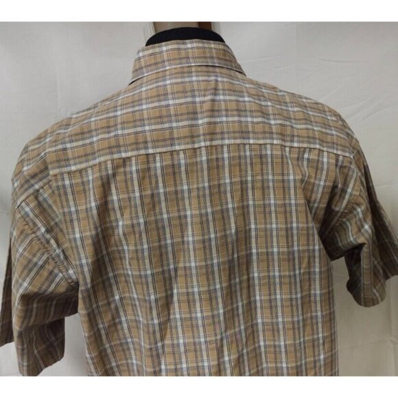 Wrangler Cool River Mens Large Tan Plaid  Short Sleeve Button Down Western Shirt - Picture 8 of 11
